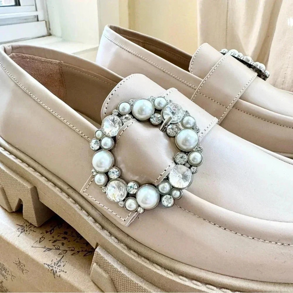 ALOHAS Trailblazer Leather Platform Loafers Pearl US 7 / EUR 38 - Picture 5 of 16